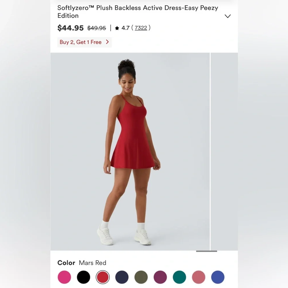 Halara Easy Peasy Active Dress, Red, Size Large 12/14 - Picture 3 of 5